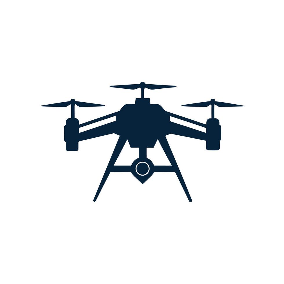A black and white illustration of a drone vector