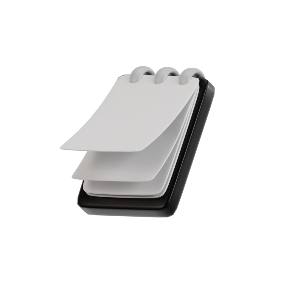 A note pad with a white sheet of paper on it png
