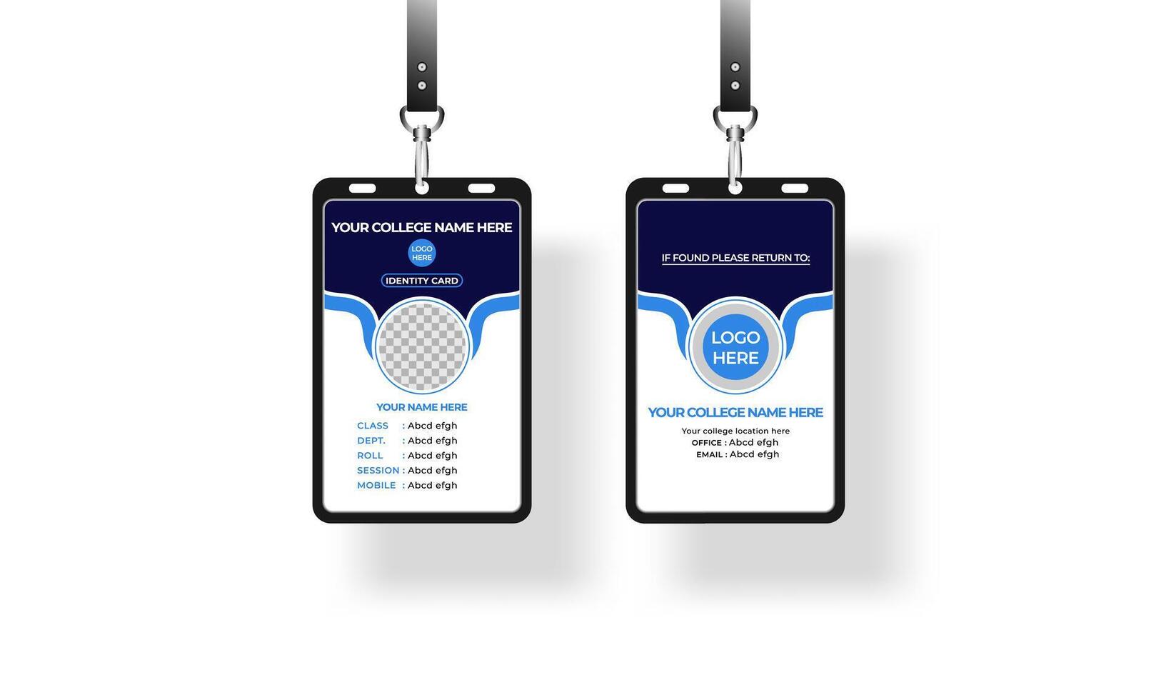 Blue color id card design template, Layer organized. vector