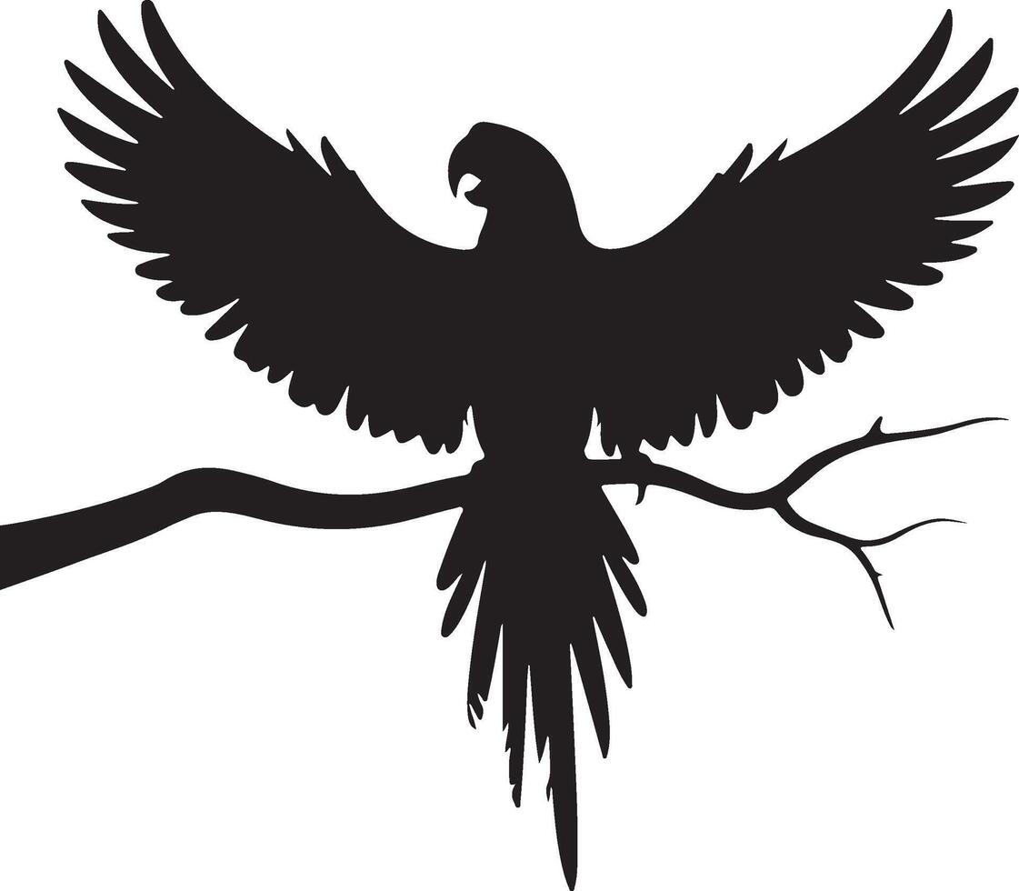 A parrot on the tree brance on flying mode vector