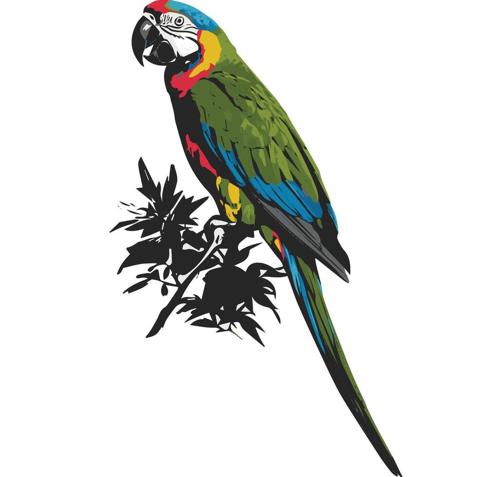 A parrot on the tree brance on flying mode vector