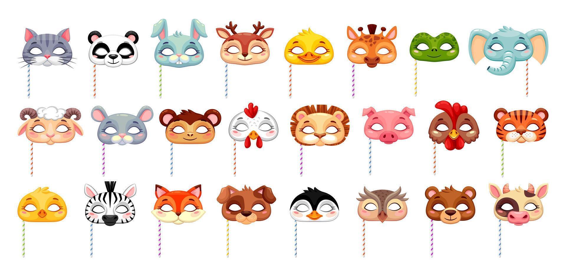 Carnival festival party masks with animal faces vector