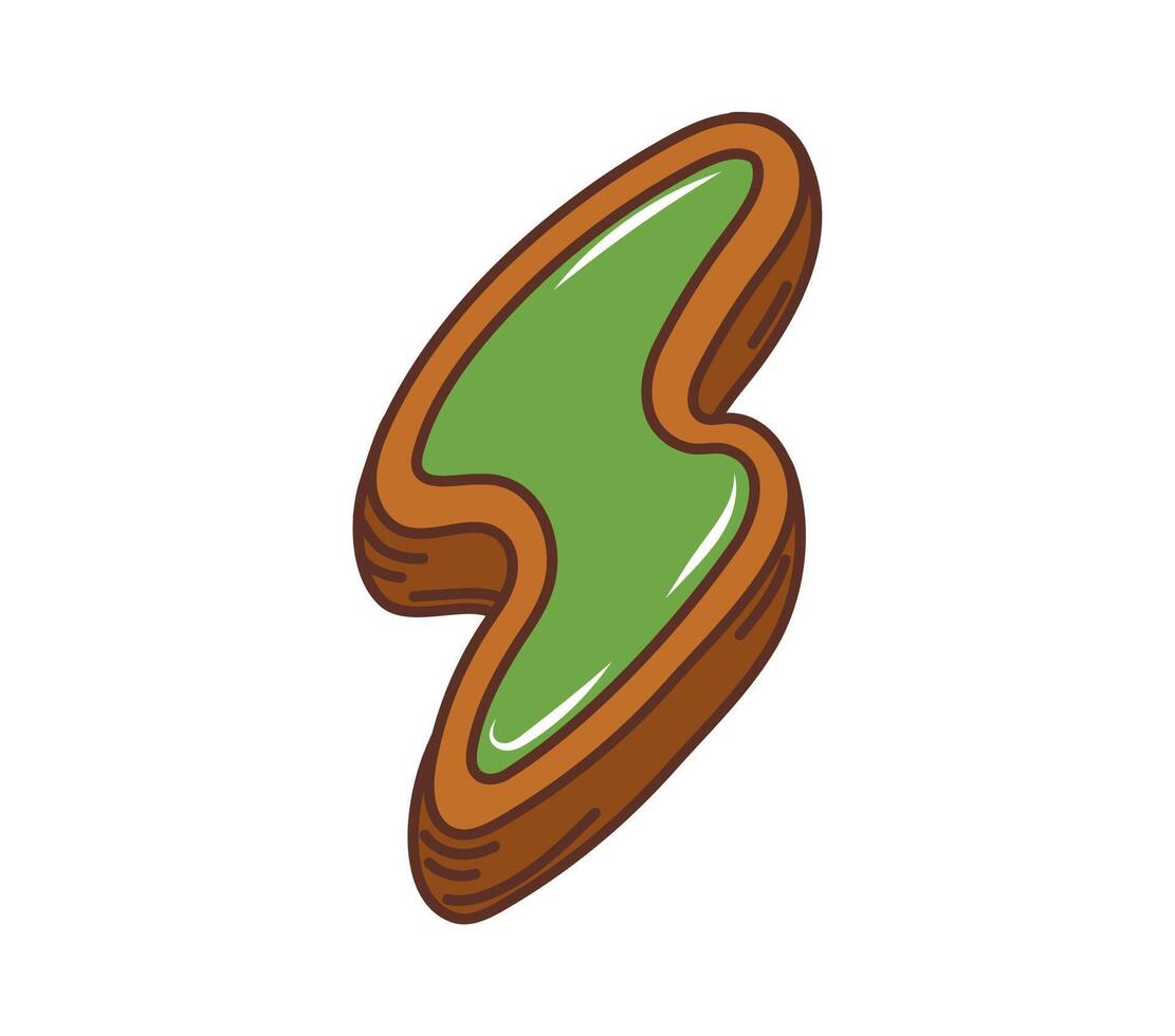 Cartoon groovy Irish lightning flash cookie pastry vector