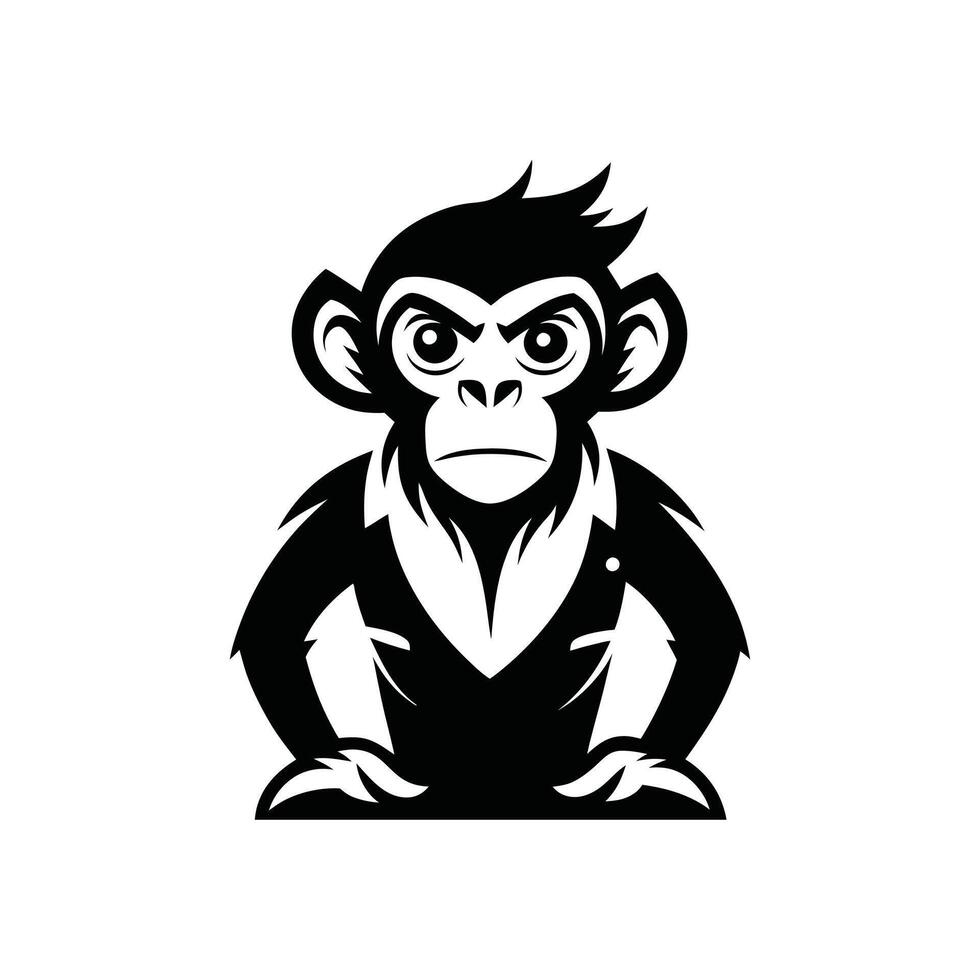 A black and white monkey logo vector