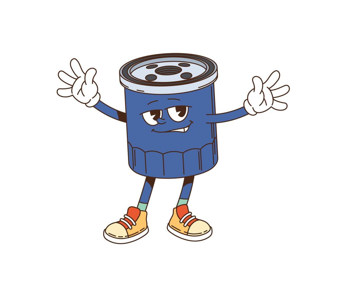Cartoon groovy filter automobile part character vector