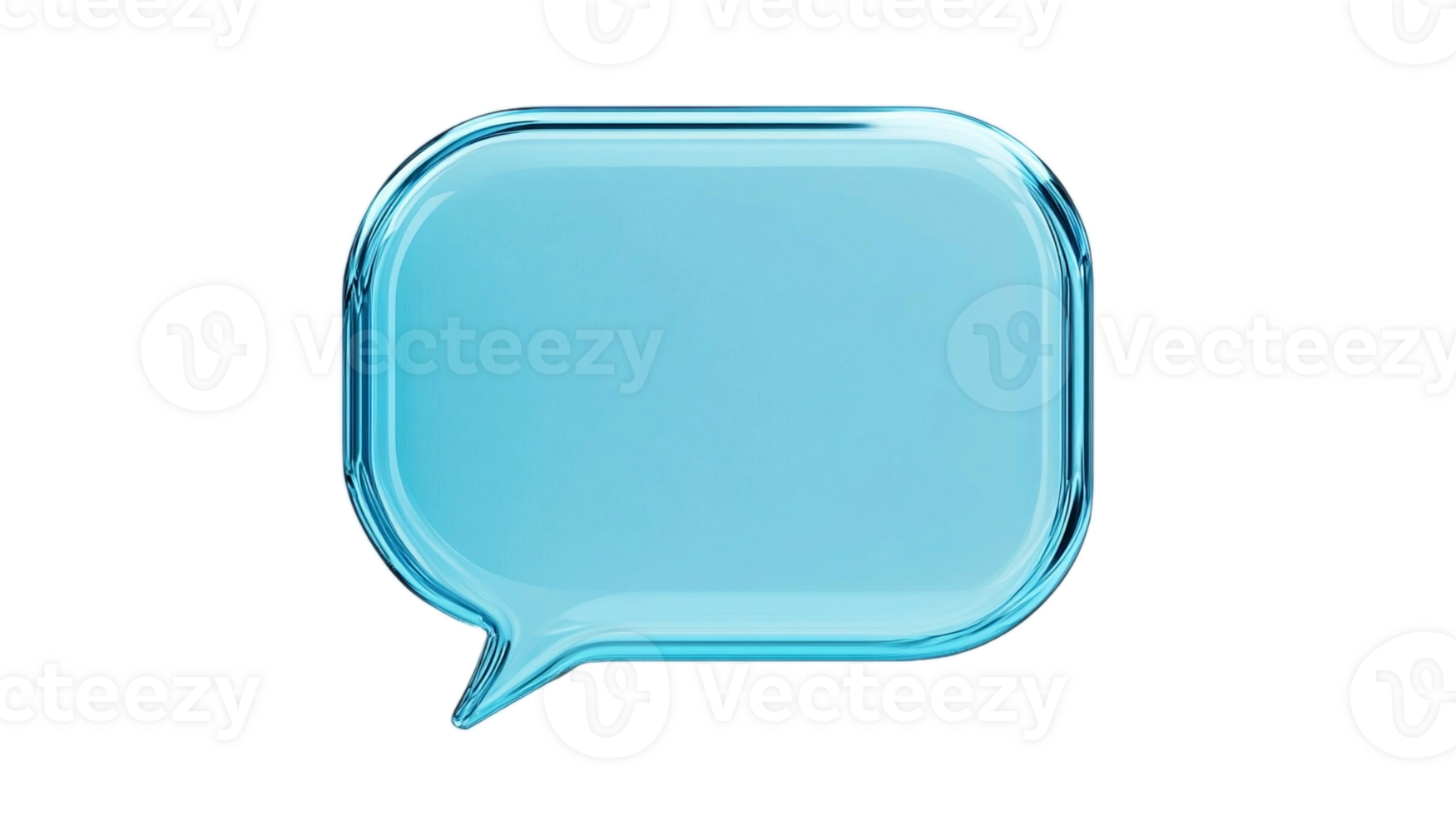 Blue glass speech bubble isolated on transparent background. 3d rendering. png