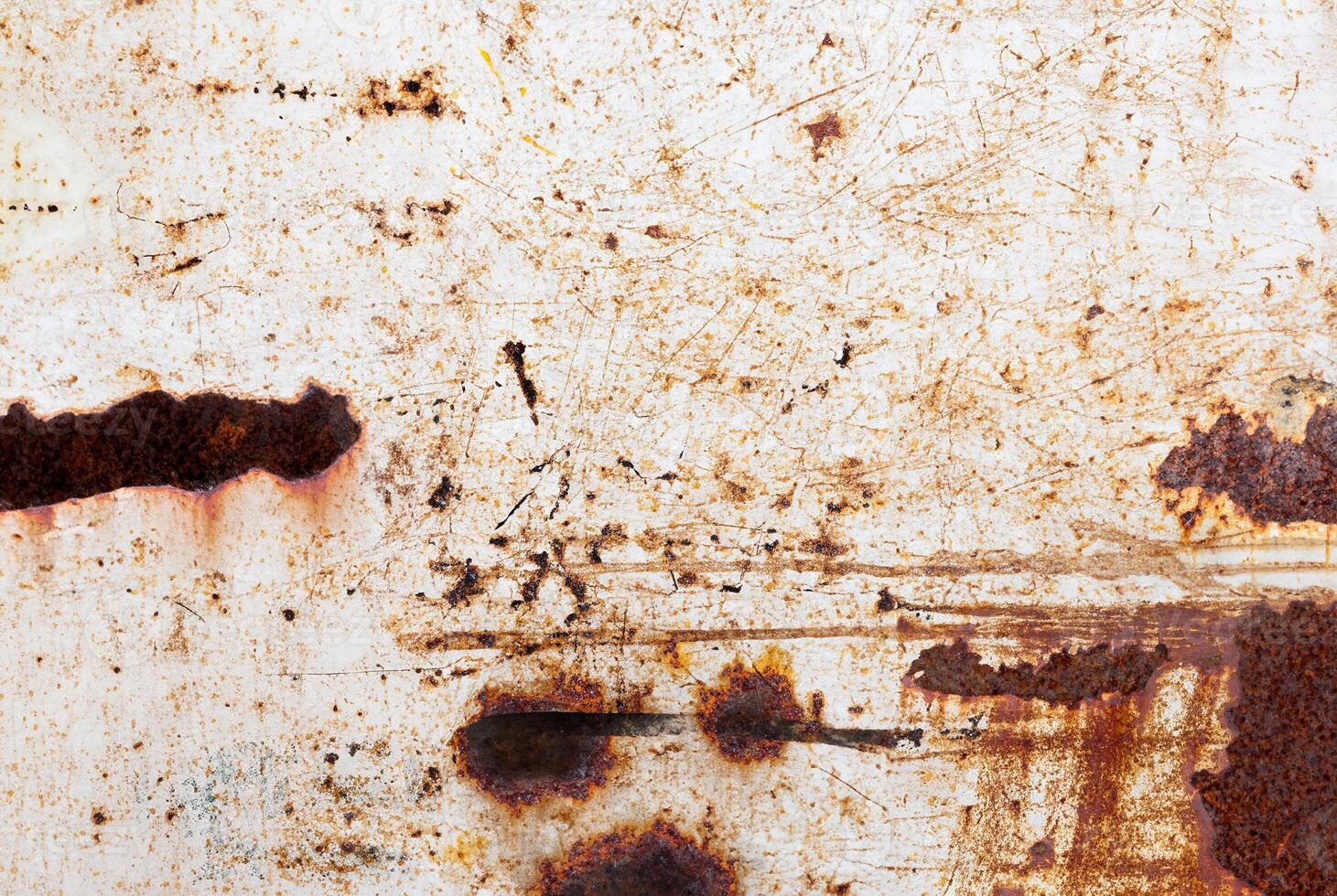 Rusty Grunge Texture with Scratches and Stains on Weathered Surface photo