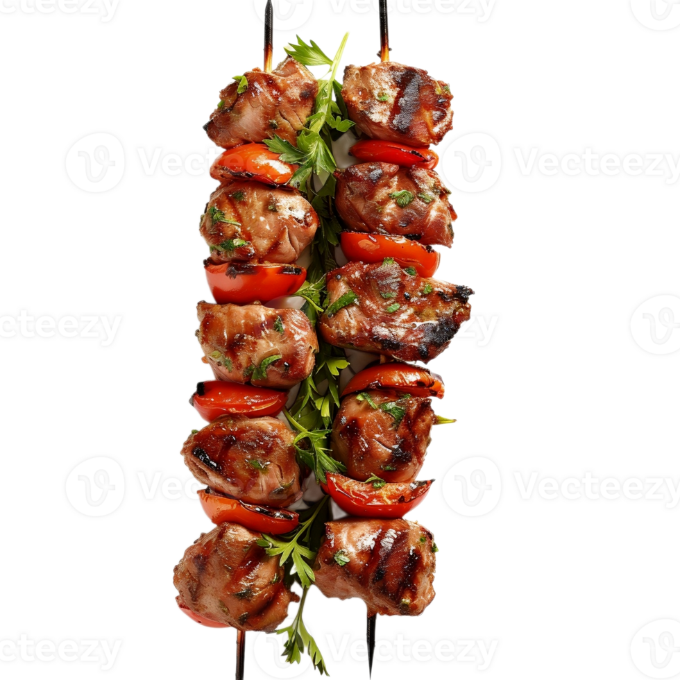 A skewer with meat and vegetables on it png
