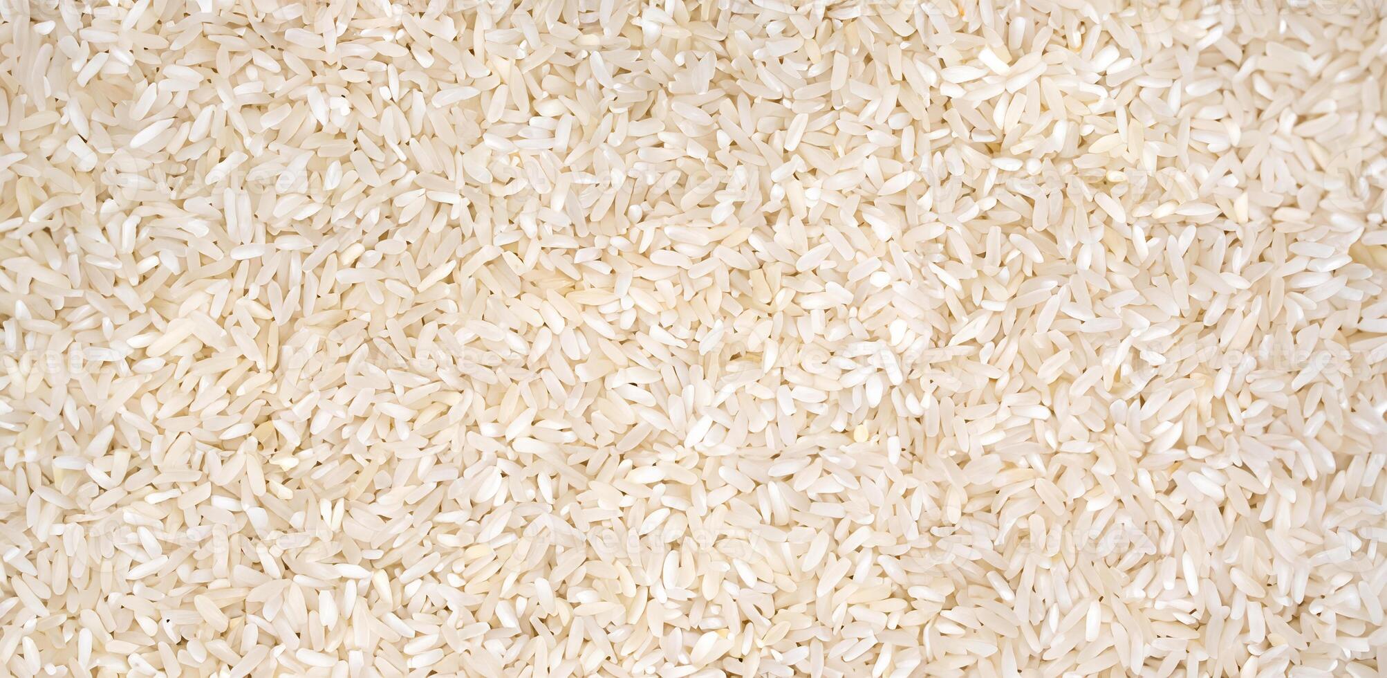 Top View of White Long Rice on Natural Background - Banner Style photo