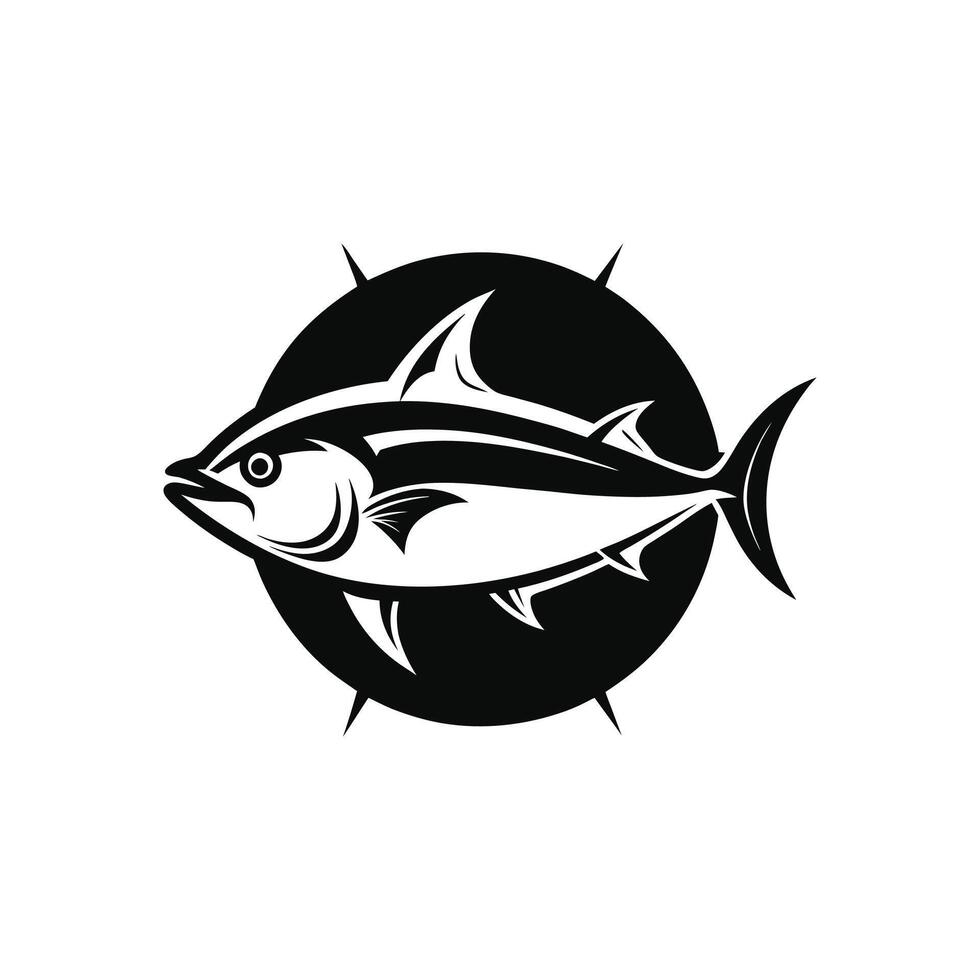 A black and white image of a tuna fish vector