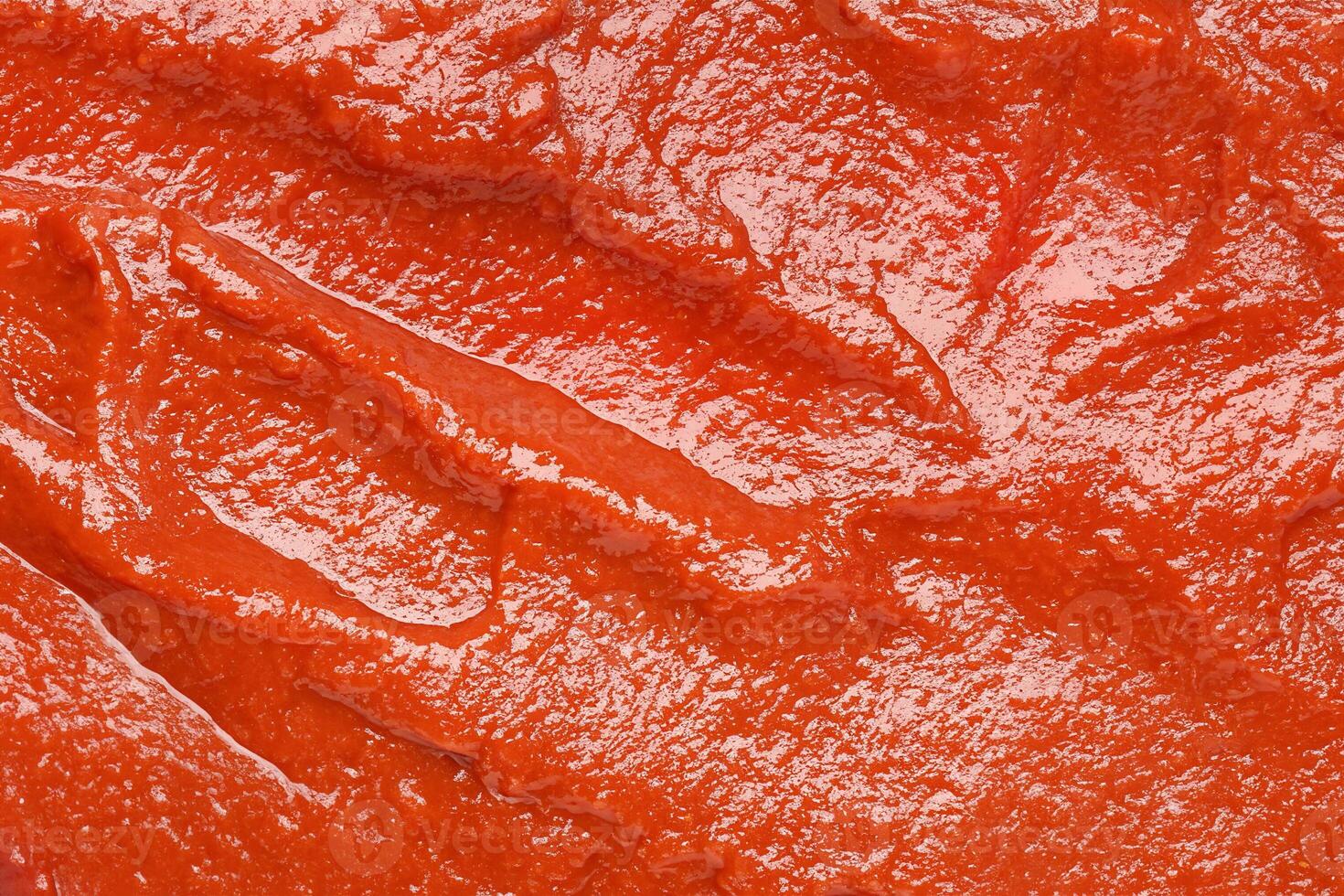 Closeup view of tasty tomato paste as background photo