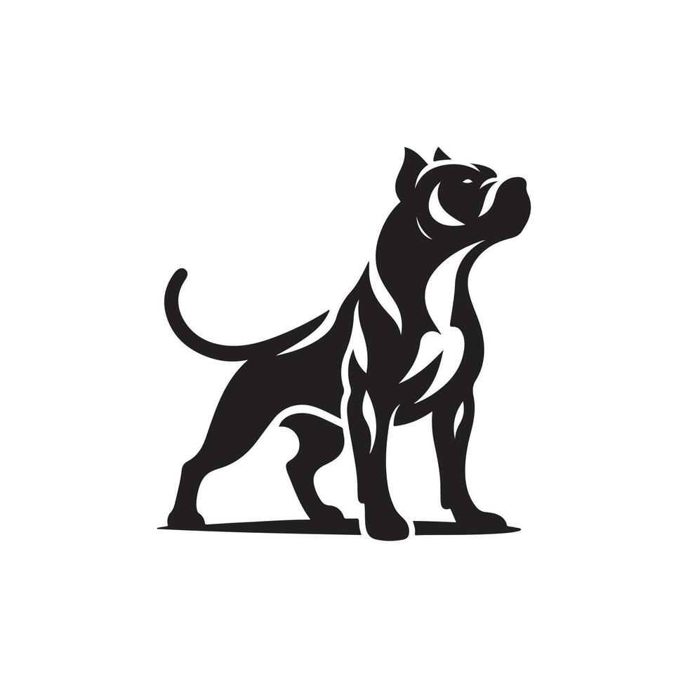 A black and white logo of a pit bull dog vector