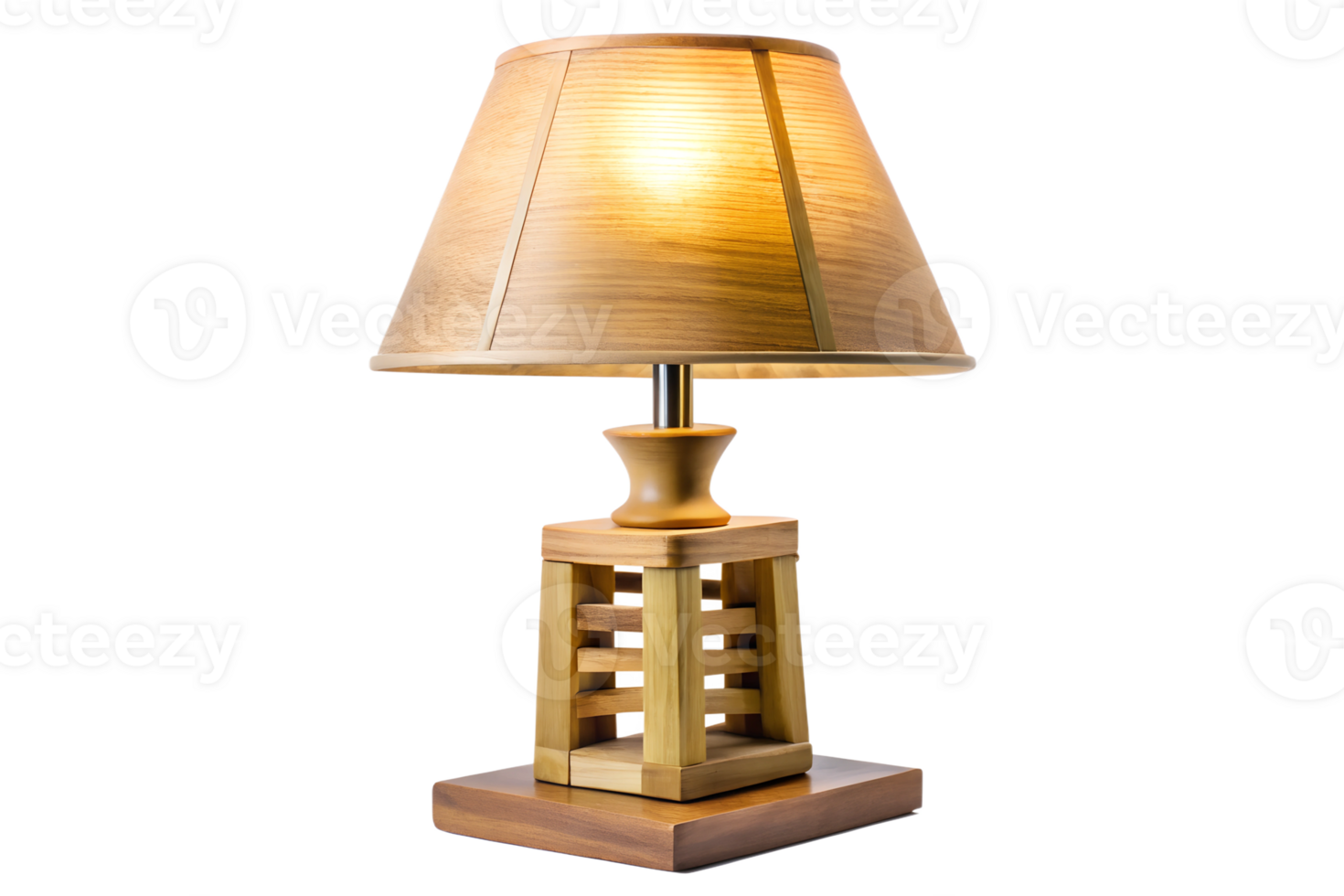 A table lamp with a wooden base and a lamp shade png