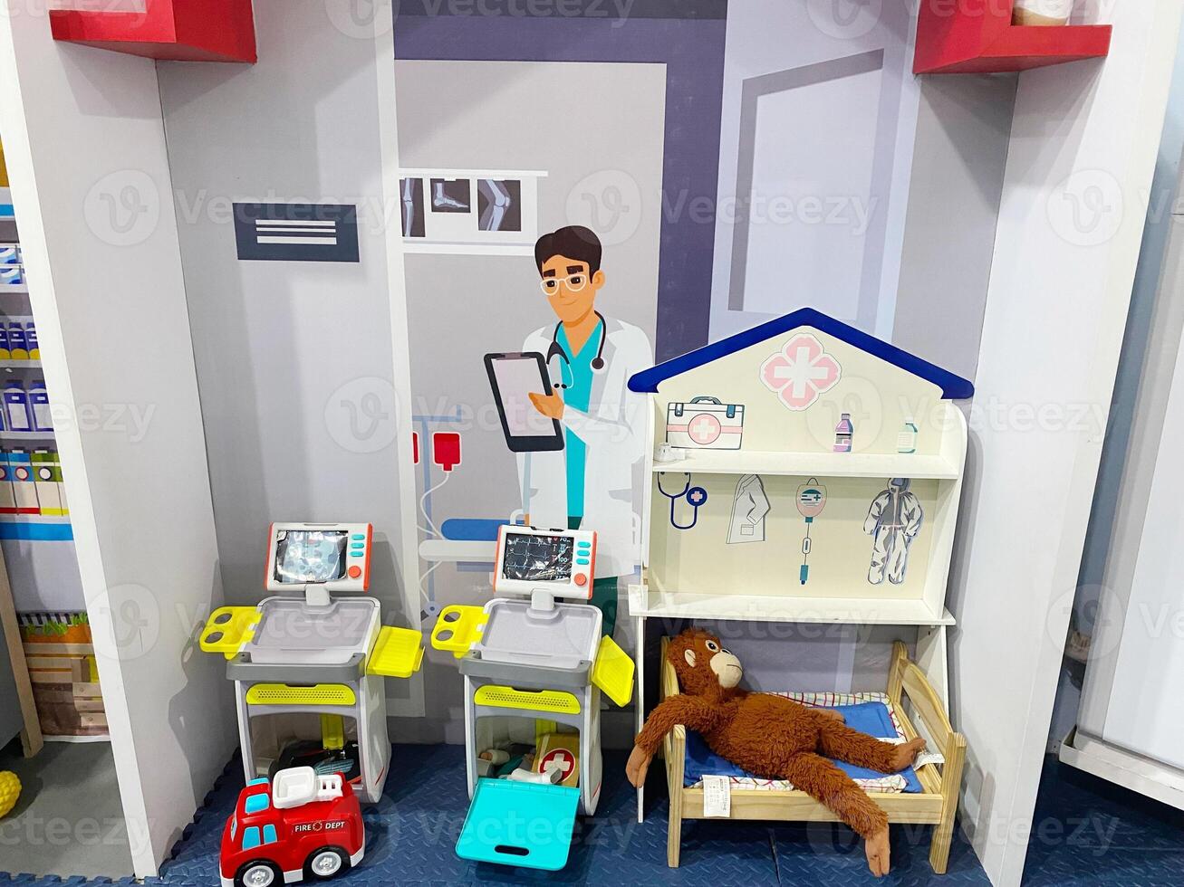 A child zone to pretending to be a doctor, showcasing their imaginative play photo
