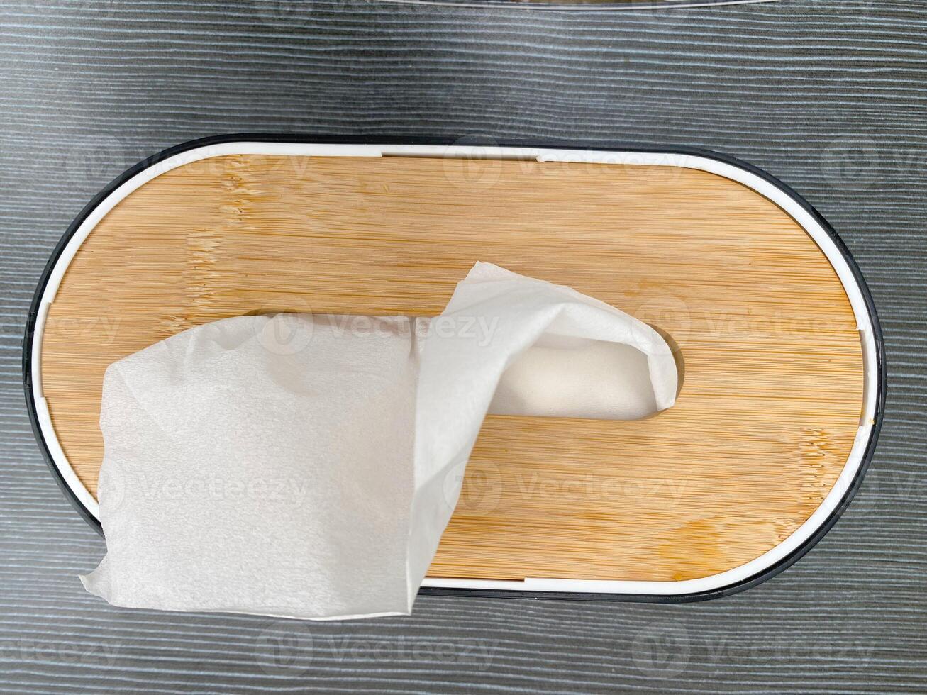 Tissue Box With Wooden Cover photo