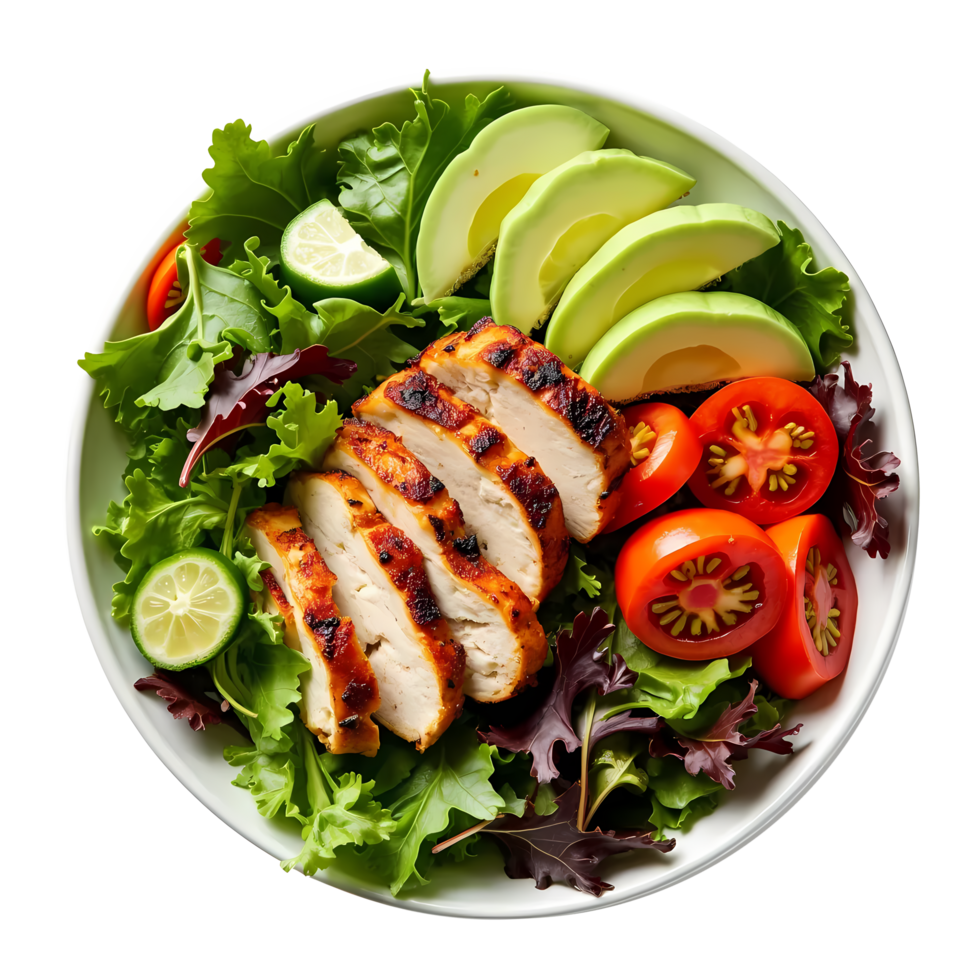 Healthy Lifestyle Salad with Chicken and Veggies png