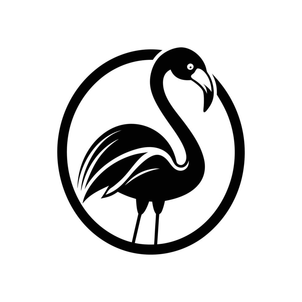 A black and white flamingo logo vector