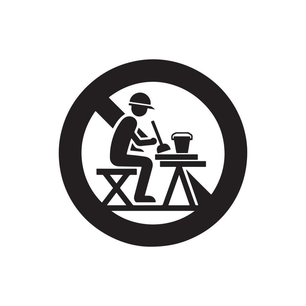 No work sign with a man working on a table vector