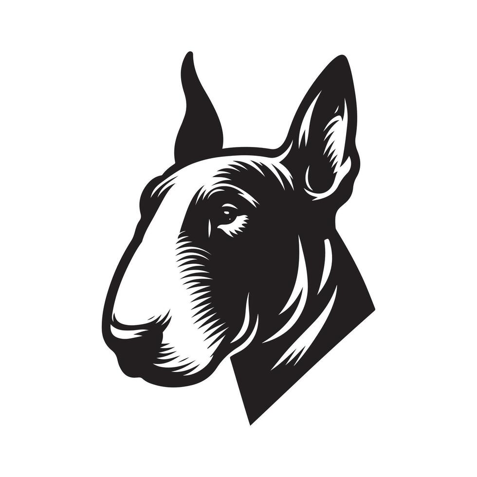 The head of a bull terrier is shown in a black and white image vector