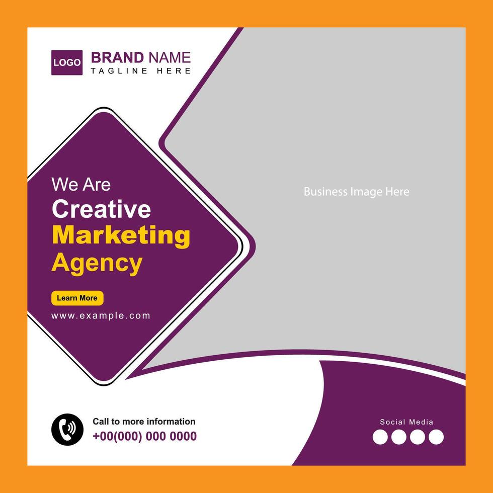 Creative Marketing Agency Social Media Post Template Design vector