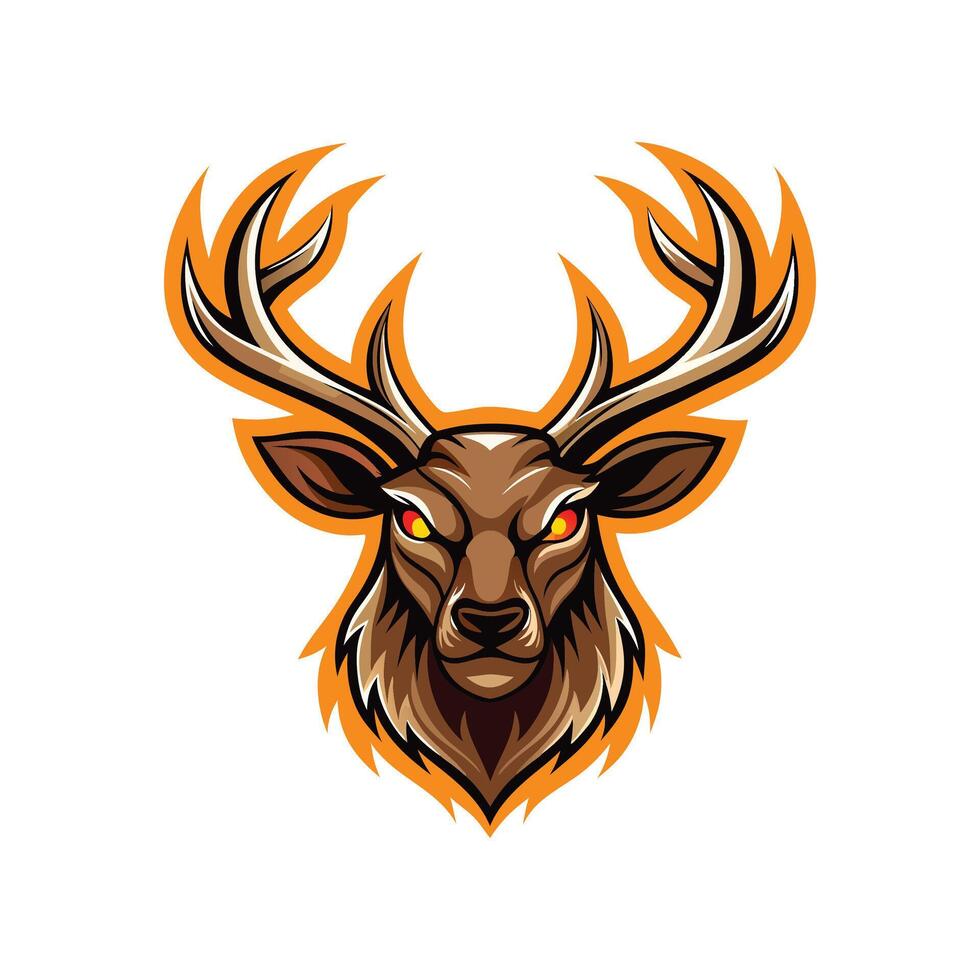 A deer head with horns and a big antlers vector
