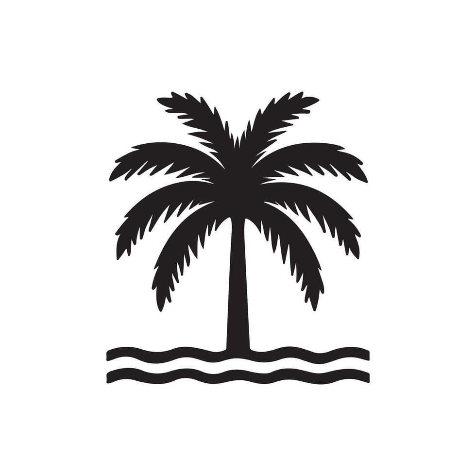 A black and white palm tree icon vector