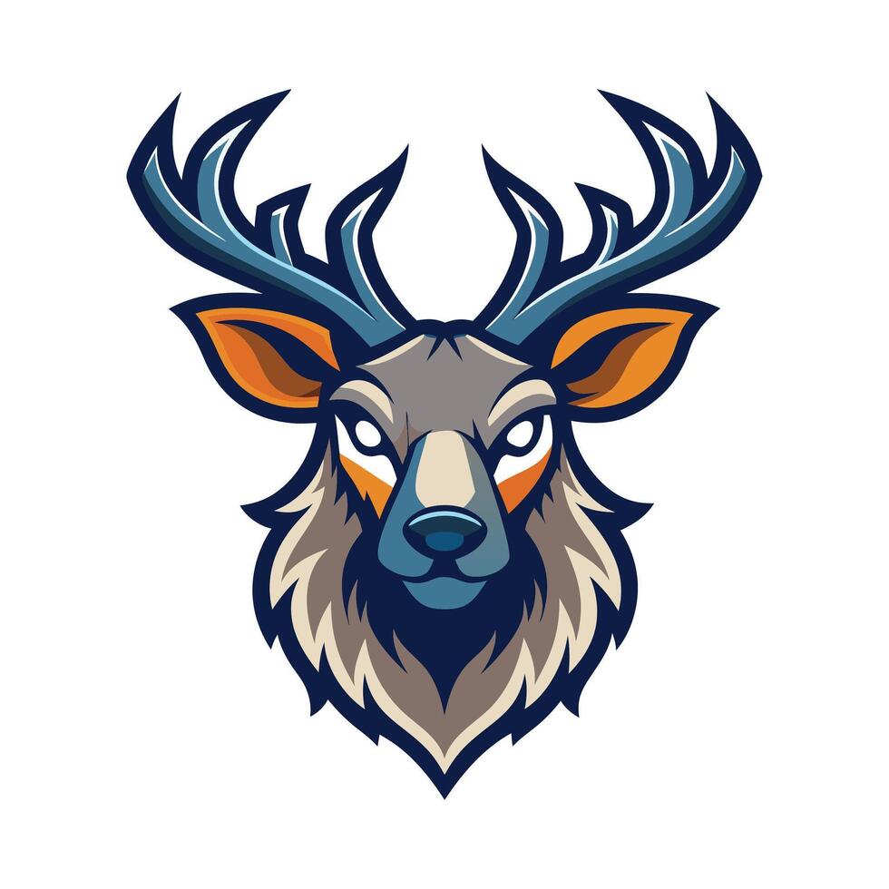 The head of a deer with horns on it vector