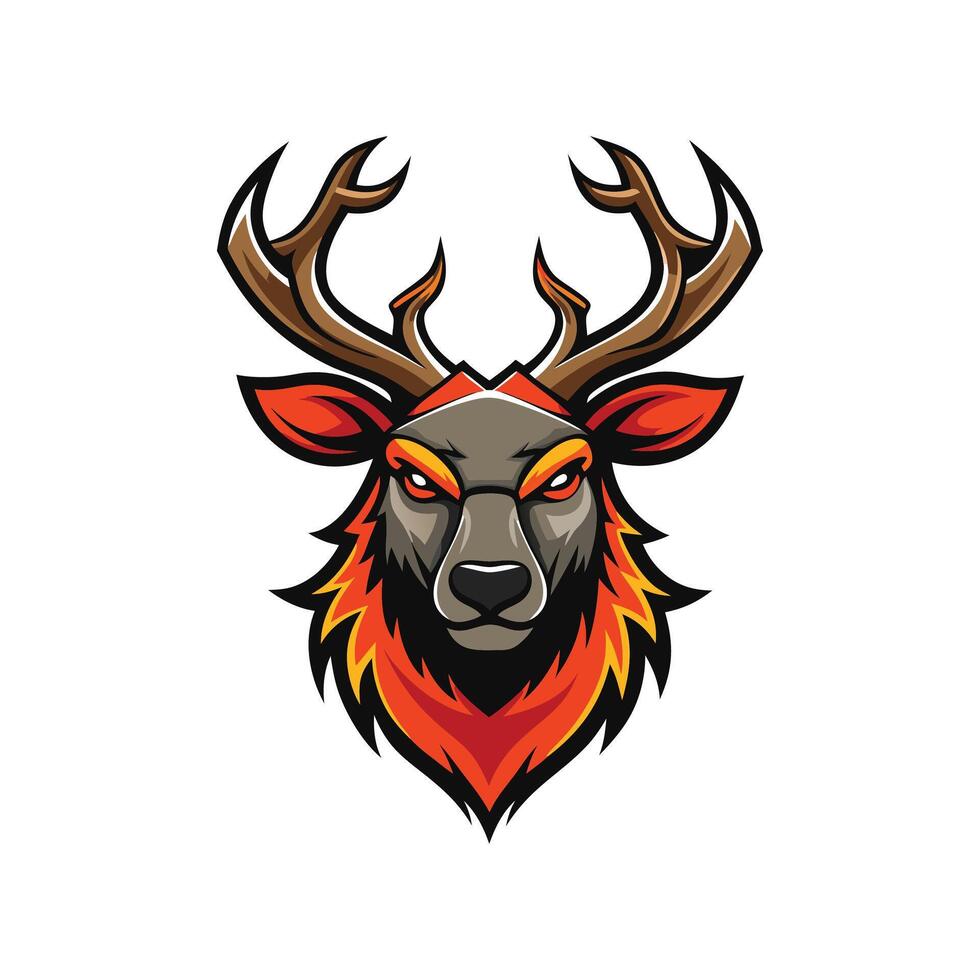 A deer head with horns and antlers vector