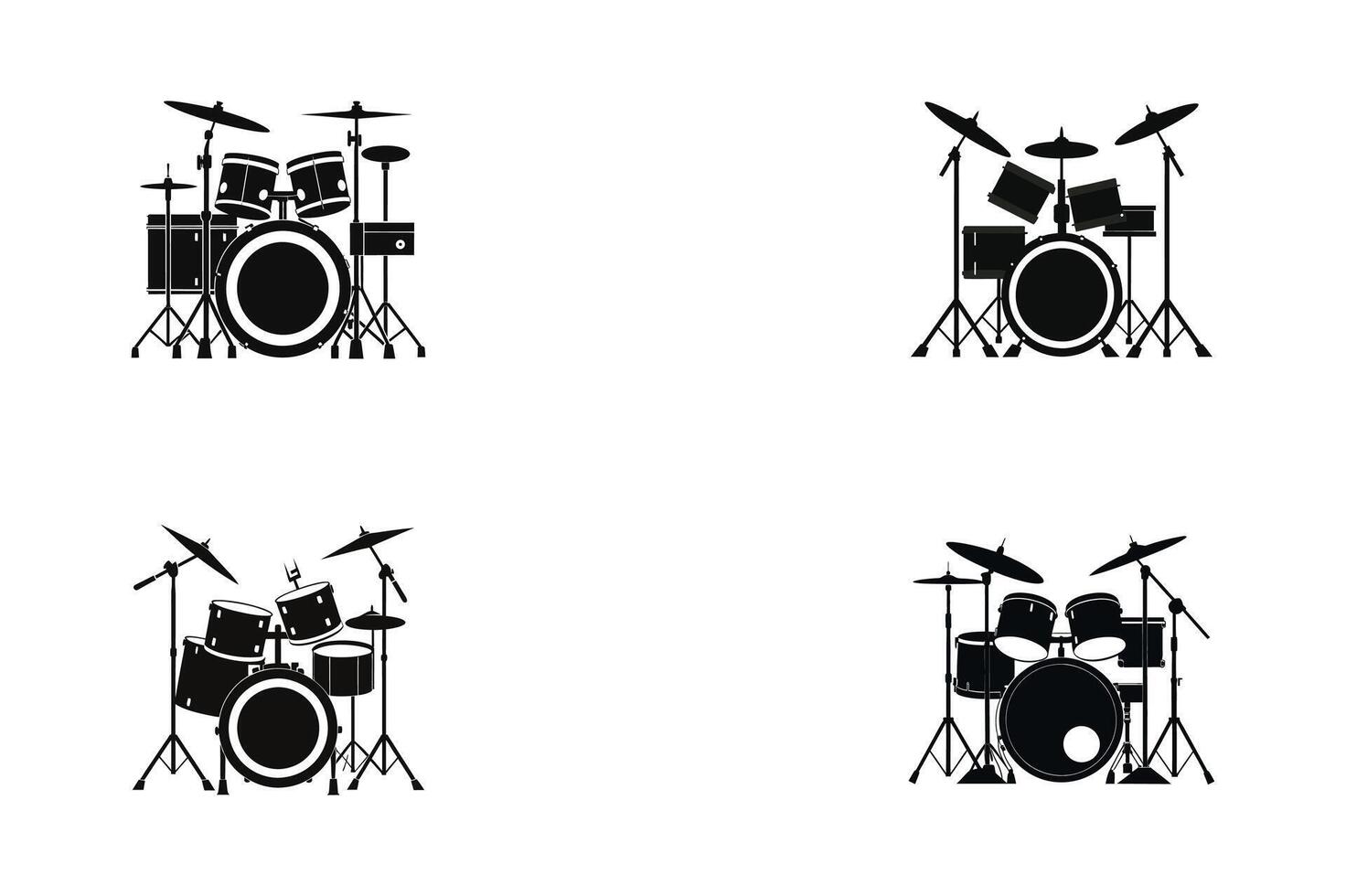 Drum set icon set vector