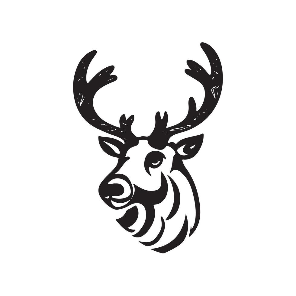 A black and white deer head on a white background vector