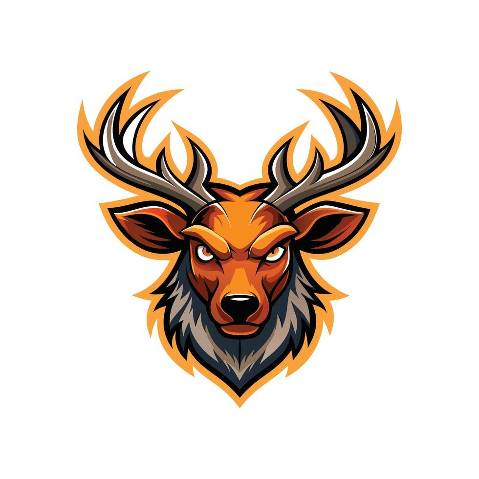The head of a deer with horns on it vector