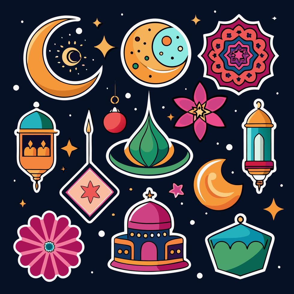 Icon Set for Ramadan Traditions vector