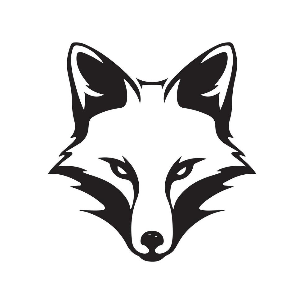 A black and white fox head on a white background vector