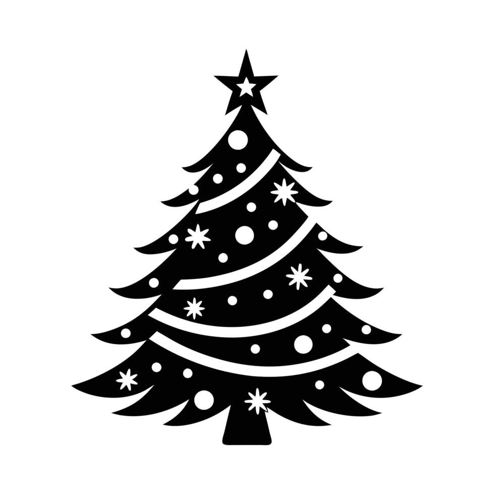 Christmas tree silhouette on a white background vector