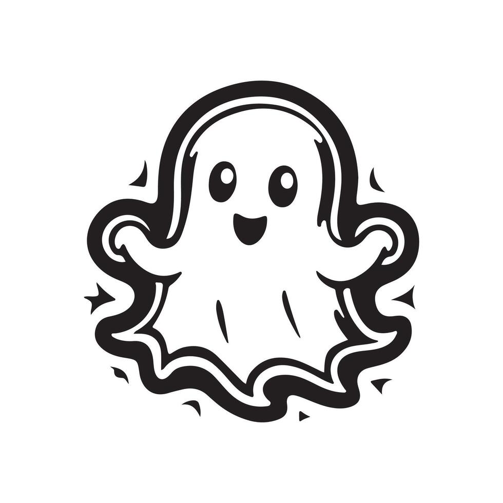 A ghost icon with a smiley face vector