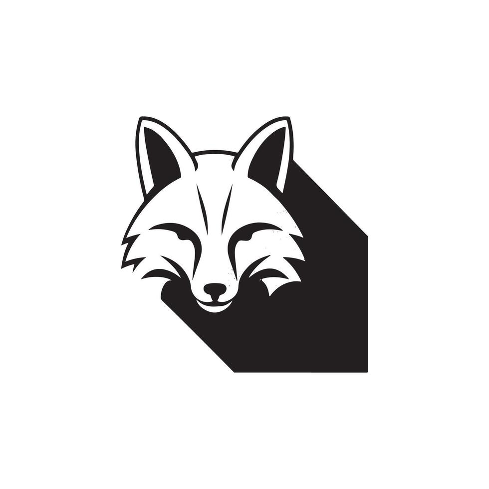 A black and white fox head logo vector