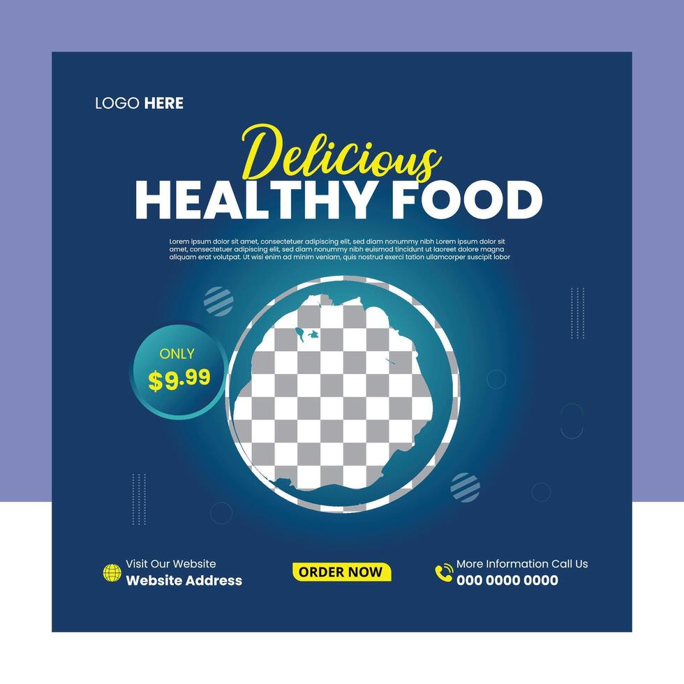 Modern Food Social Media Post Design Template vector