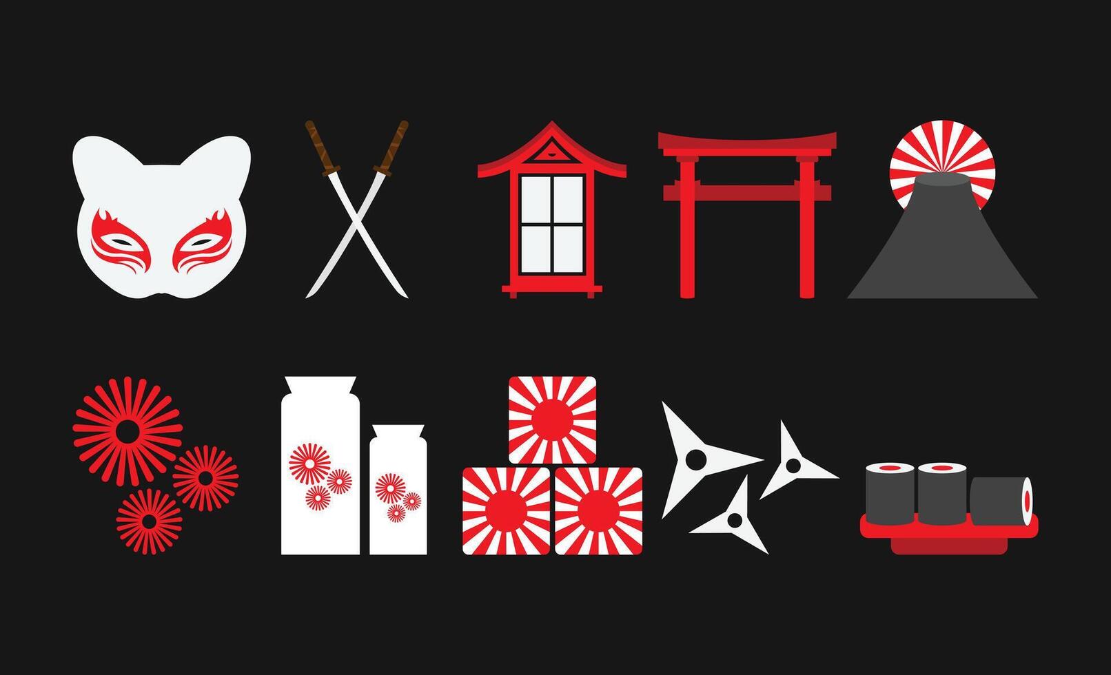 Japanese Culture Illustration Set vector