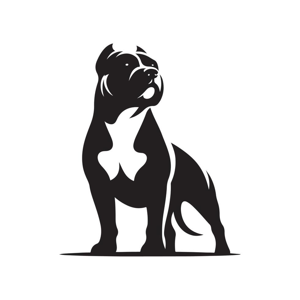 A black and white logo of a pit bull dog vector