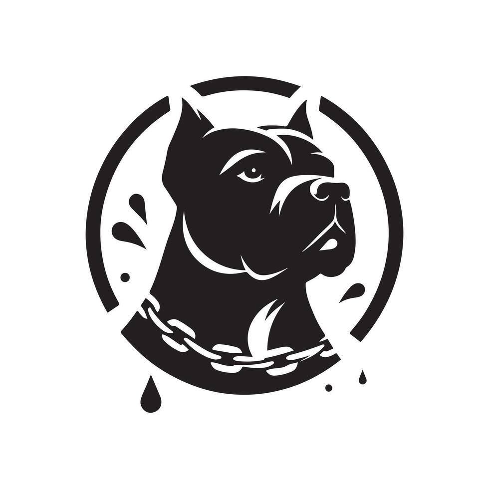 A dog with a chain around its neck is shown in a circle vector