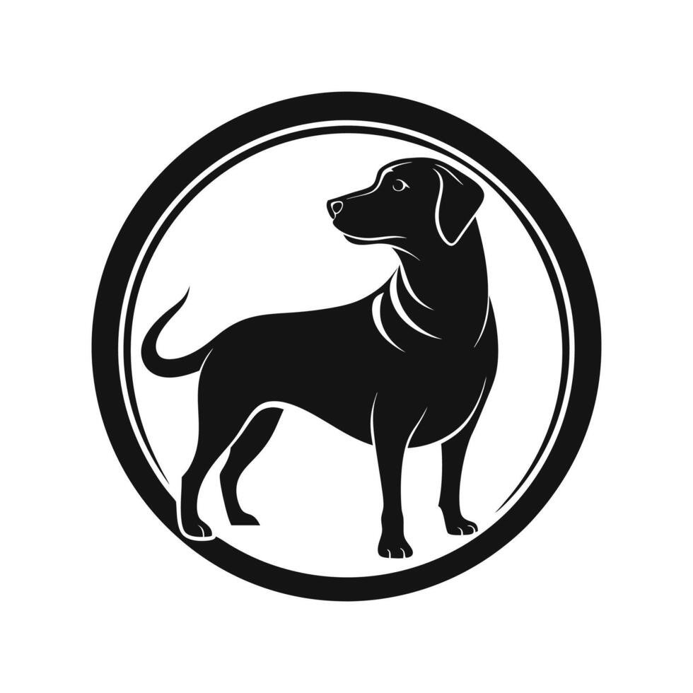 Black and white dog in a circle logo vector