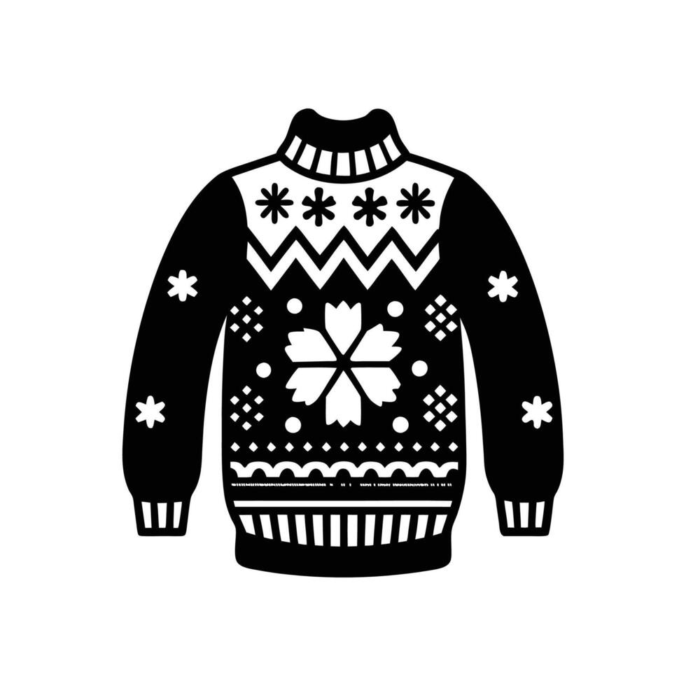 A black and white sweater with snowflakes on it vector