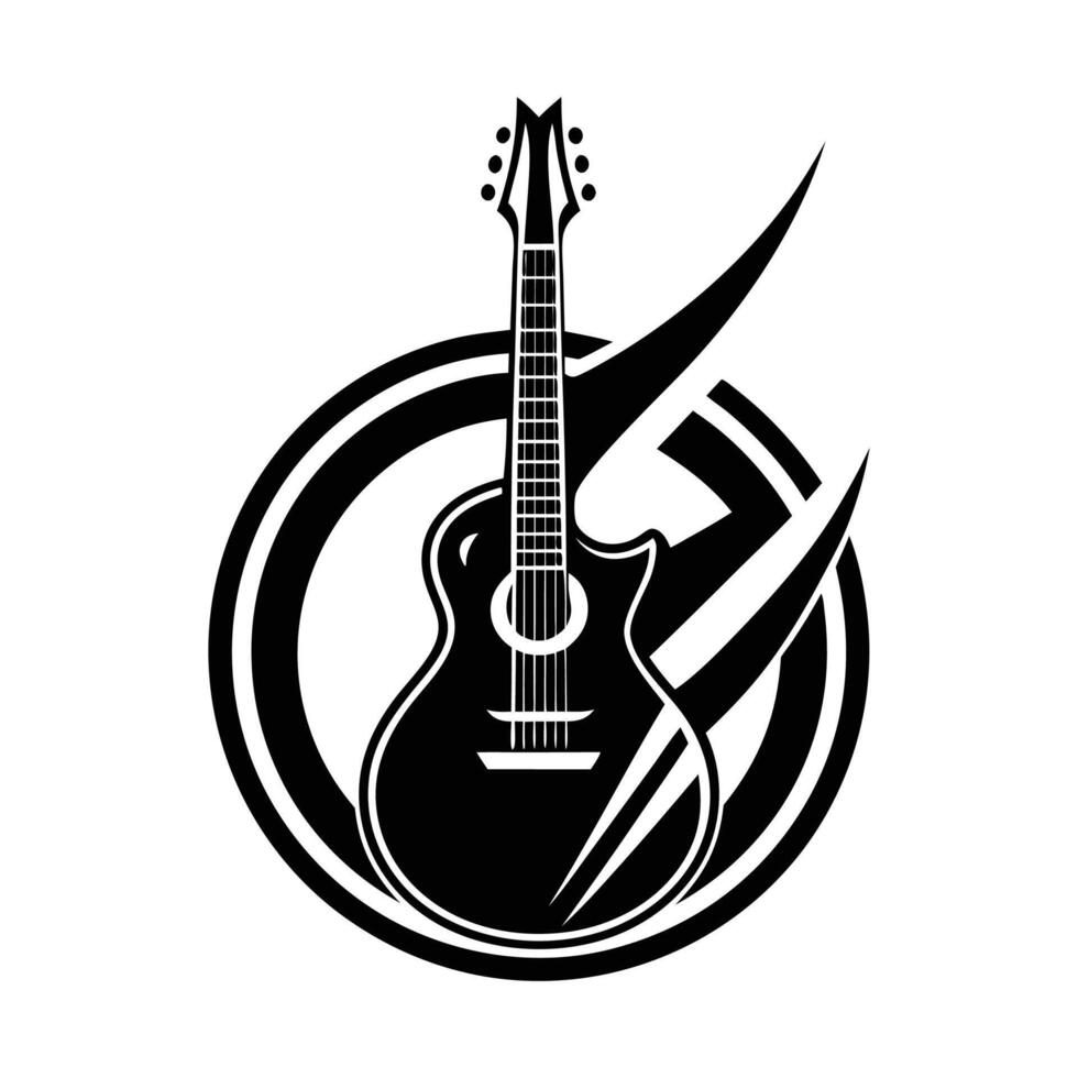 Guitar logo design vector