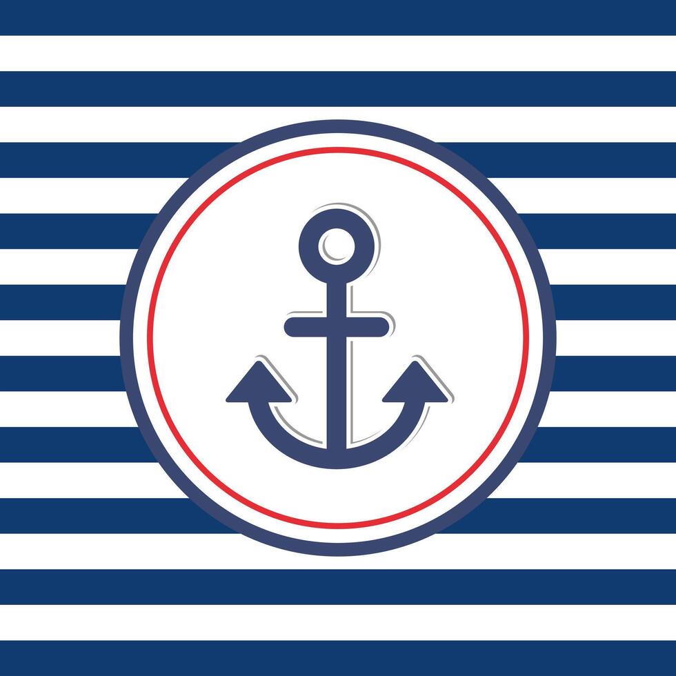 Strong anchor symbol on navy white and blue background, decorative background vector