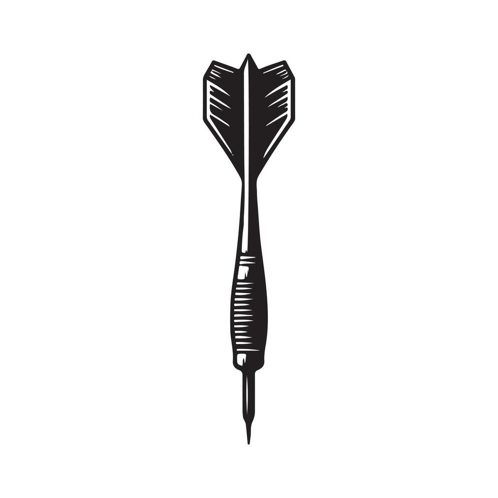 A dart is shown in a black and white silhouette vector