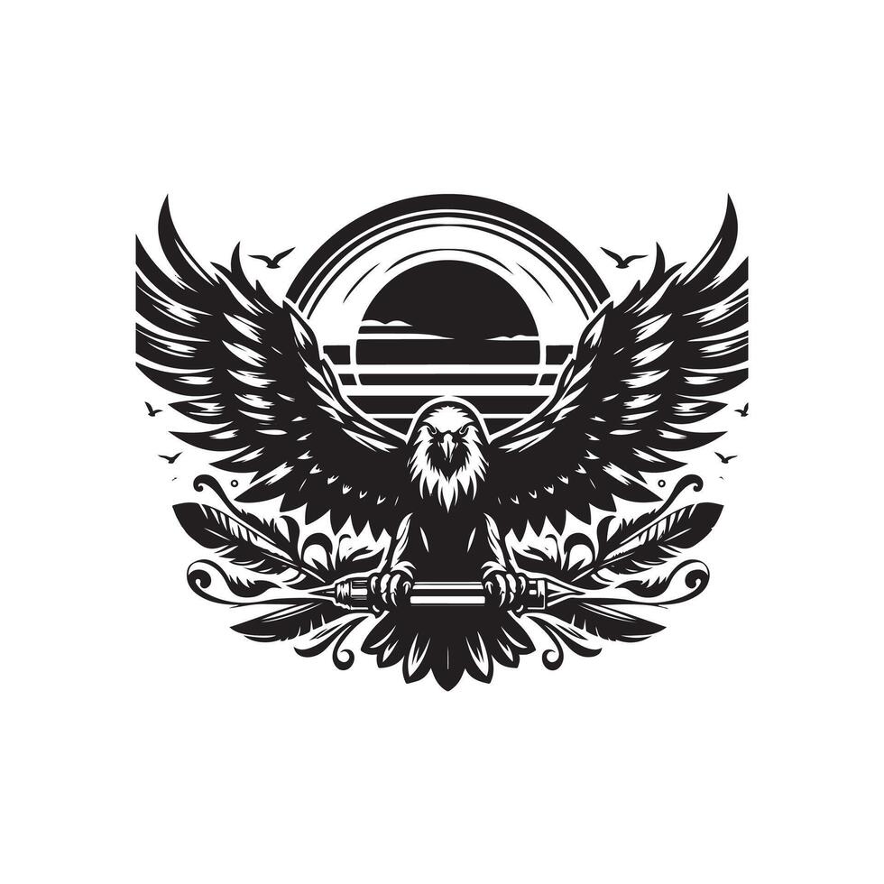 Eagle with wings and feathers illustration vector