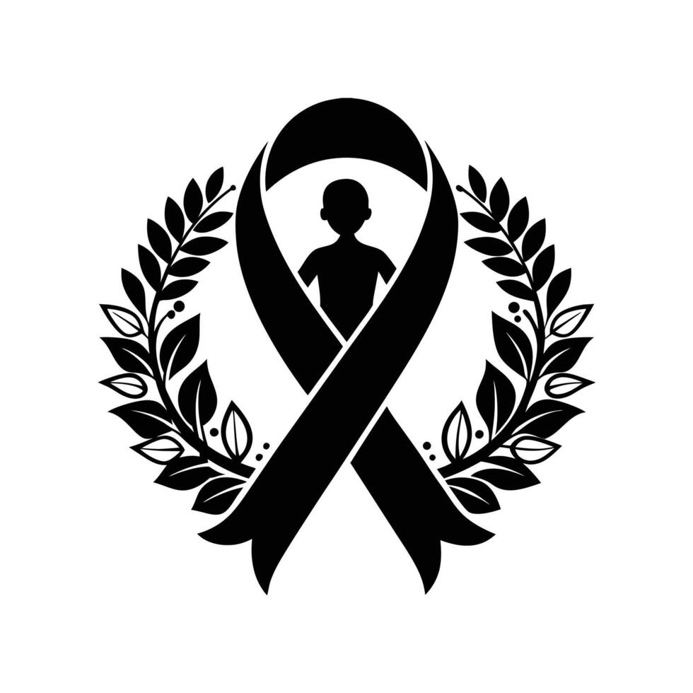 Black awareness ribbon with a silhouette of a man vector