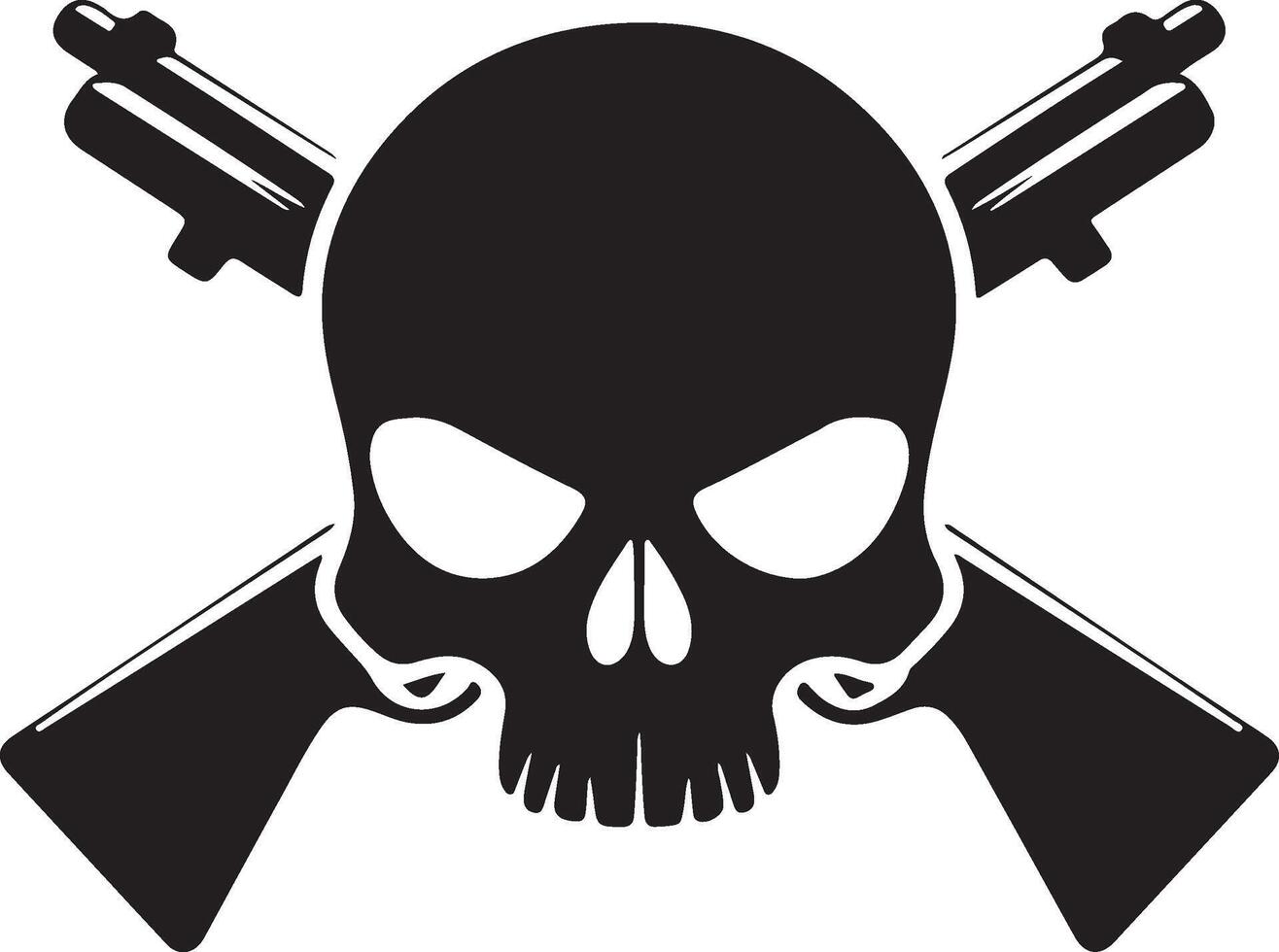 Gun and Skull Silhouette Tattoo Design for Art vector