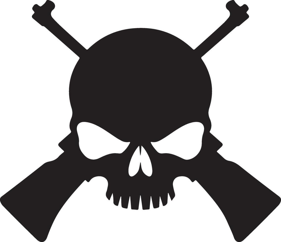 Skull with Gun Silhouette Design Isolated on White vector