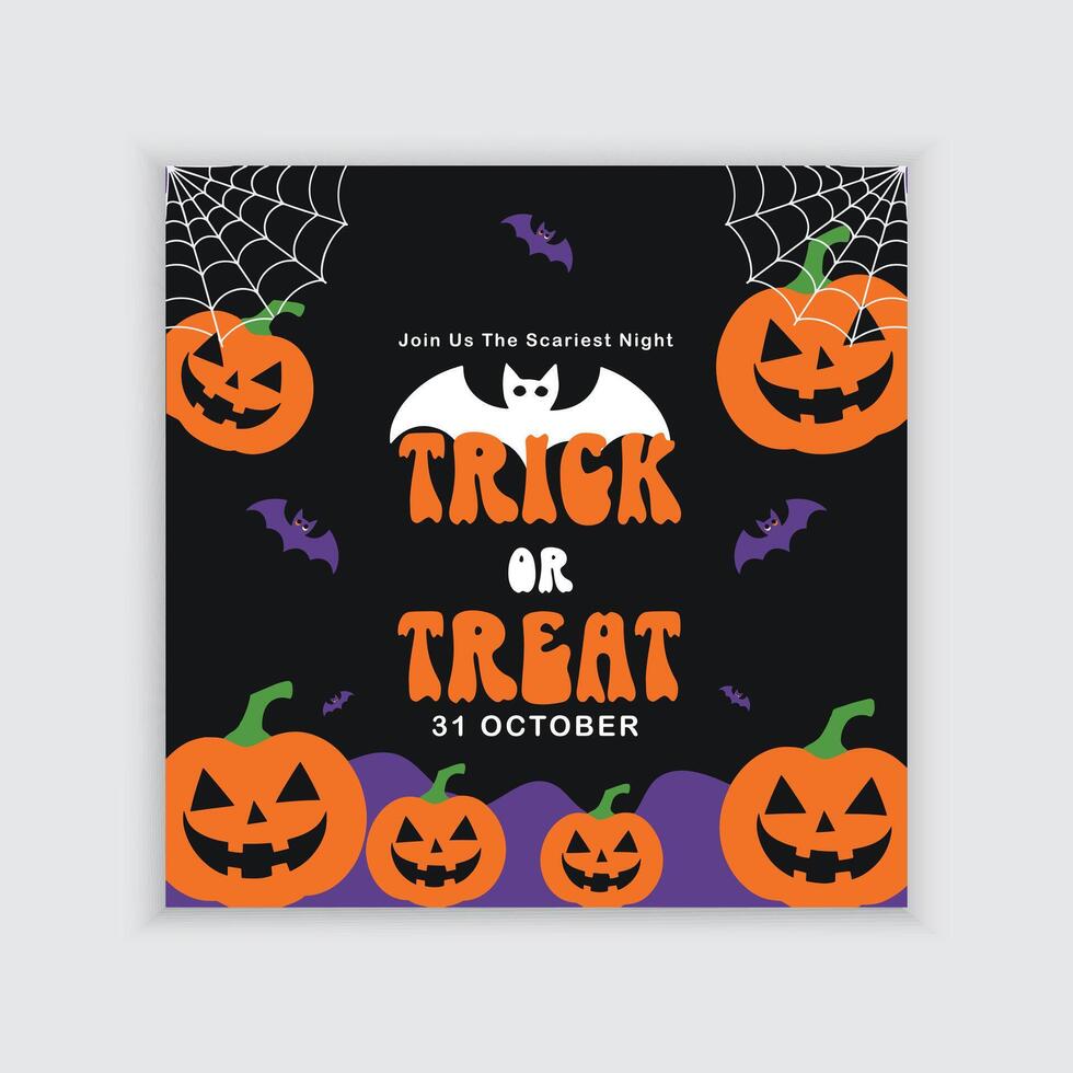 Trick Or Treat Halloween social media post template, social post vector